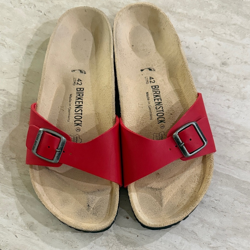 Birkenstock Bold Red Buckle Sandals